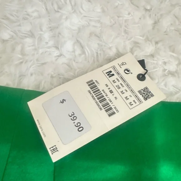 Zara green silk mini skirt size M NWT - Picture 5 of 7